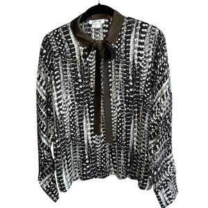 Genny Vintage 80s Italian Designer 100% Silk Blouse